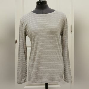 Eddie Bauer Grey Striped Long Sleeve Shirt
